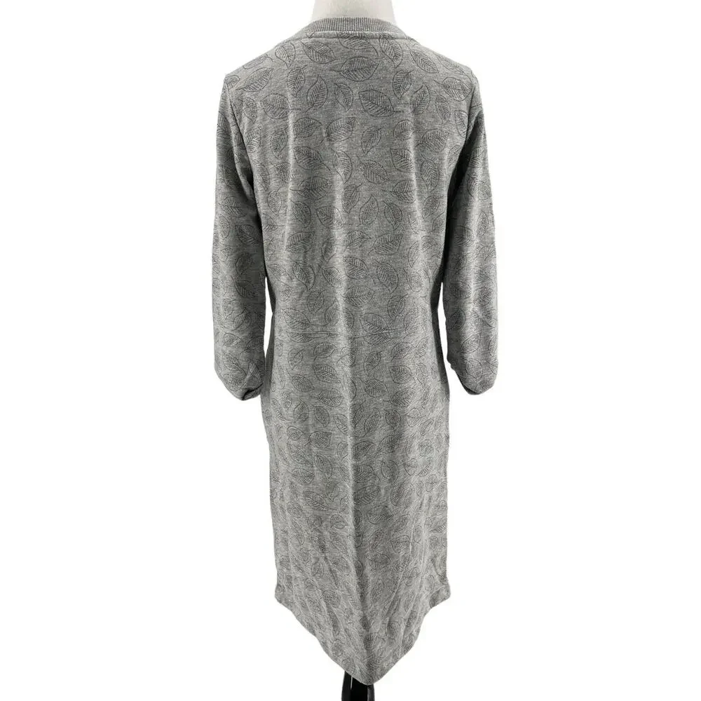 Boden Women's Gray Hannah Glitter Leaf Print Sweatshirt Dress Size 6 - Picture 3 of 5